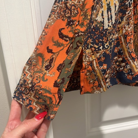 Free People Darcy Super V-neck Orange Blue Boho Sleeveless Anthro Tapestry - Picture 7 of 10